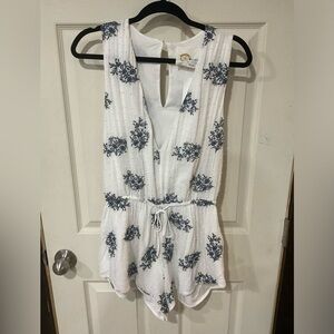 Blue Life Embroidered Romper